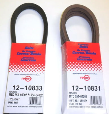 10831 & 10833 Belts Compatible With MTD 754-04001, 754-04002, 954-04001, 954-04002.