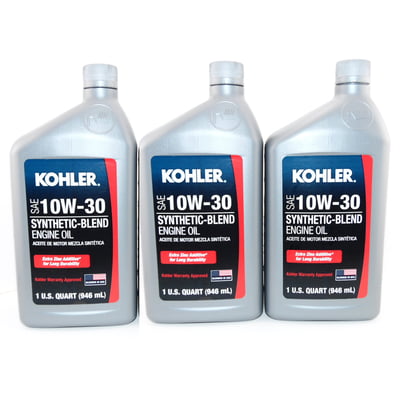 Free Shipping! 3PK Kohler Synthetic Blend 10W30 Engine Oil 1 Quart Bottles