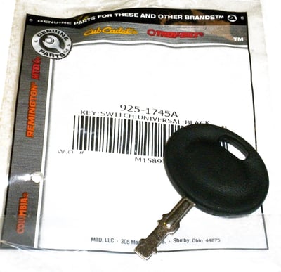 OEM 925-1745A Cub Cadet Universal Ignition Key Compatible With MTD, Craftsman, Troy Bilt